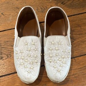 Aquazzura White Embroidered Loafers
